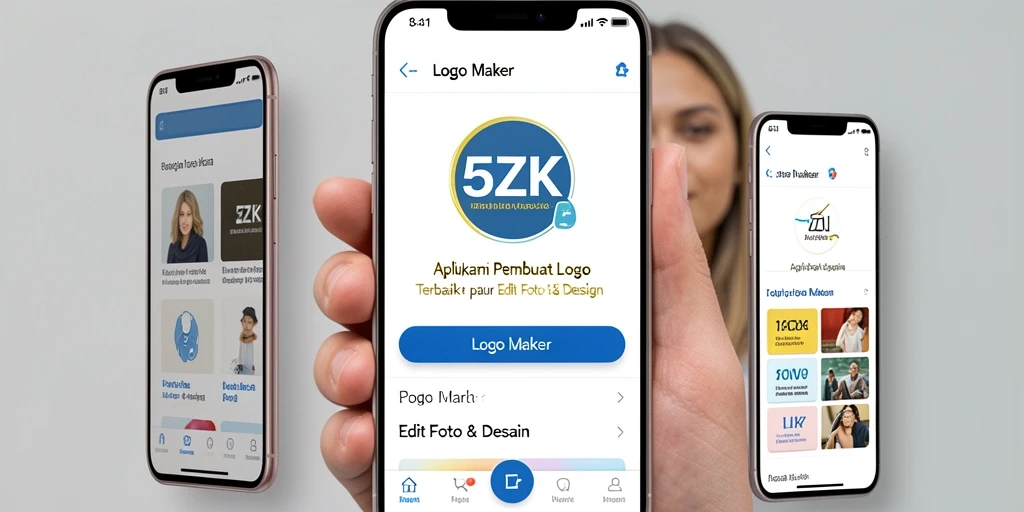 Screenshot antarmuka aplikasi 5ZK saat membuat logo yang menarik.