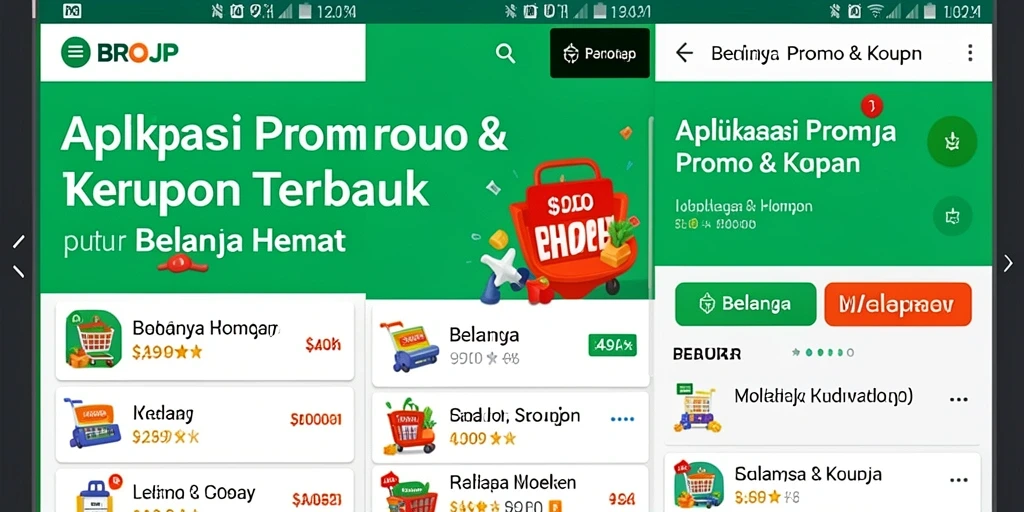 Antarmuka aplikasi BROJP yang menampilkan berbagai kupon promo.