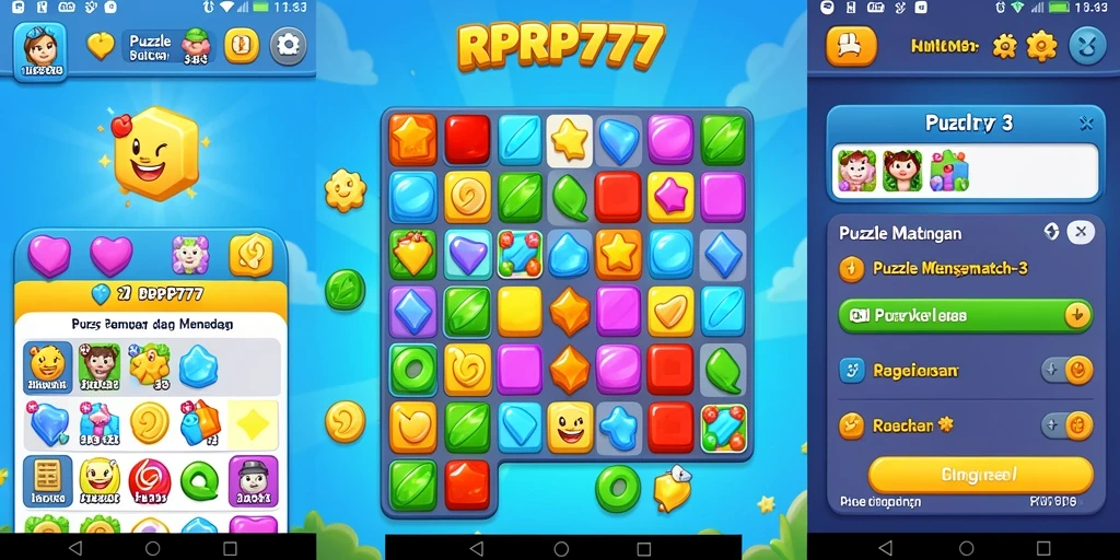 Tampilan antarmuka utama RPRP777 untuk game Puzzle Match-3 yang menarik.